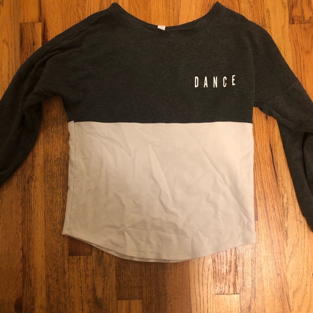 Grey and white dance crew neck
